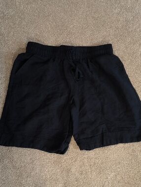 Zac & Rachel Navy Elastic-Waist Casual Linen Blend Shorts M Like New